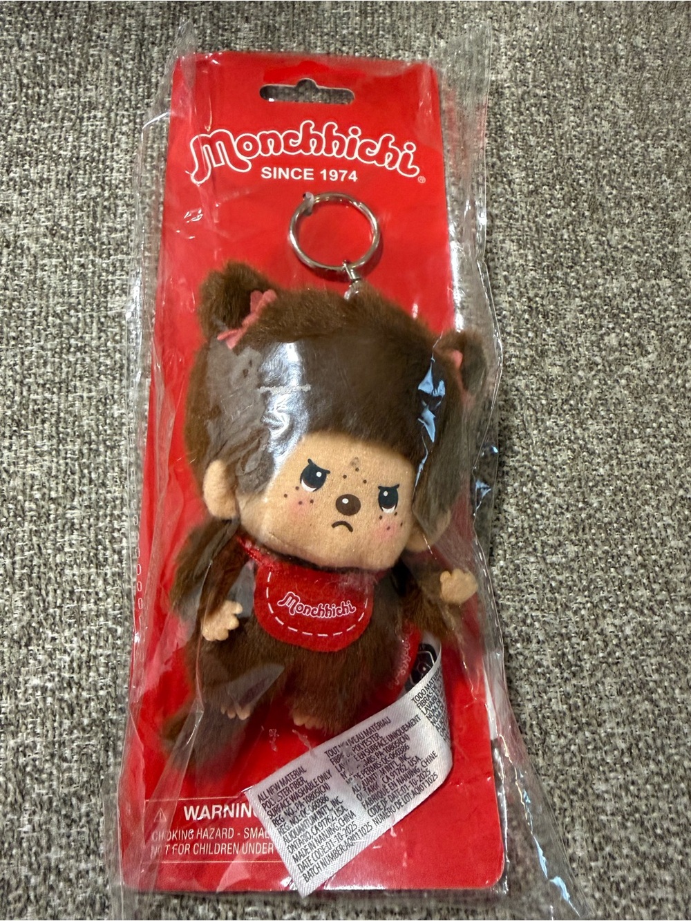 Monchhichi Brown Angry Girl Plush Keychain